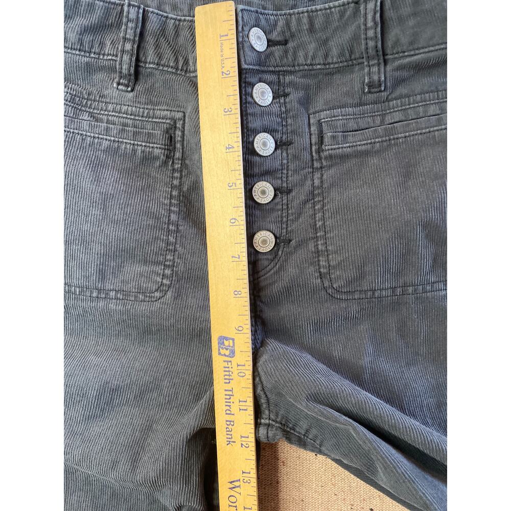 American Eagle Hi Rise Flare Corduroy Jeans Patch Pocket Women's 14 Short Gray - Picture 2 of 10